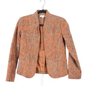 Erin London Paisley Jacquard Blazer PS Womens Orange Beige Rayon Petite S Career